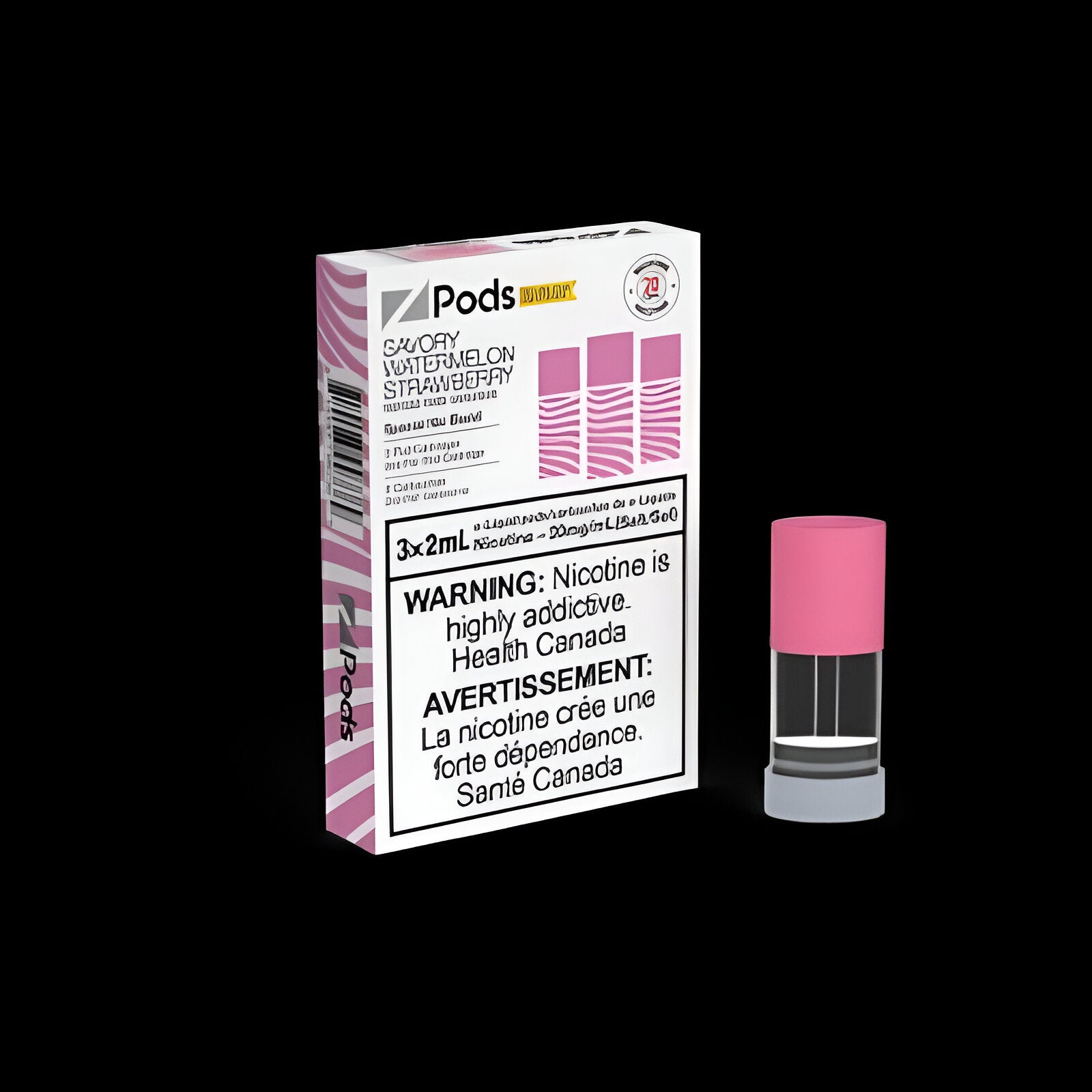 Z Pods Mango Peach flavour pod with 20mg nicotine strength, smooth yet strong throat hit vape pod, ideal for vape enthusiasts in Ontario and Quebec.