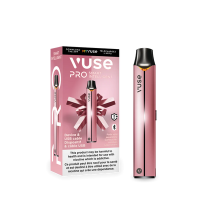 VUSE PRO Smart Solo Device, Gold colour, fast charging with smart app features, compact vape device ideal for Ontario and Quebec vapers.