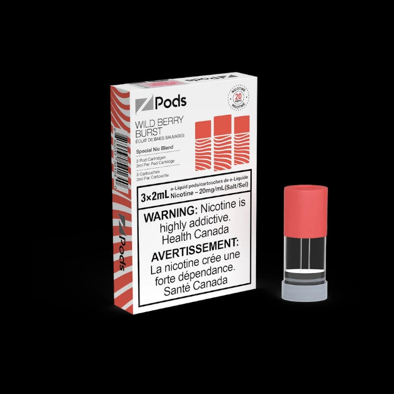 Z Pods Strawberry Kiwi flavour pod blending salt nic and freebase e-liquid for powerful throat hit and smooth vaping, ideal for Ontario and Quebec vapers.