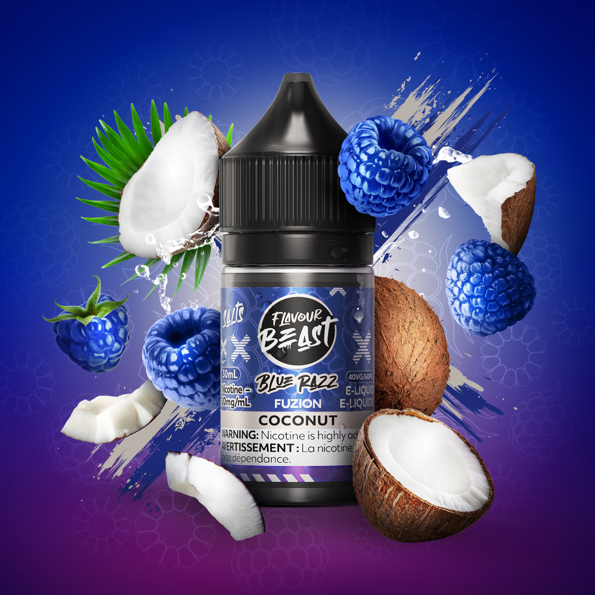 Flavour Beast Fuzion Blue Razz Coconut Salt Nic E-Juice 30mL - Supa Vapes