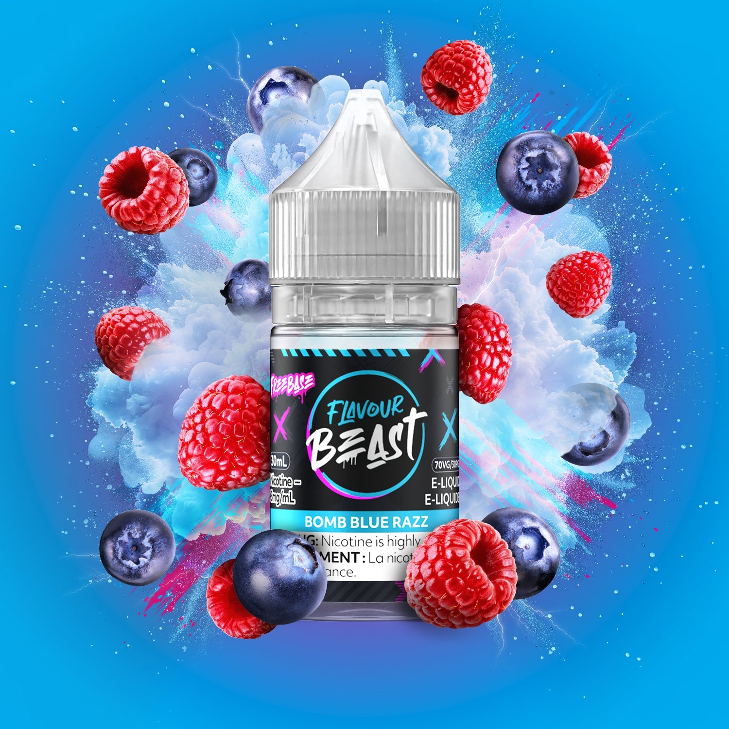 Flavour Beast E-Liquid Salt 30mL Bomb Blue Razz - Supa Vapes