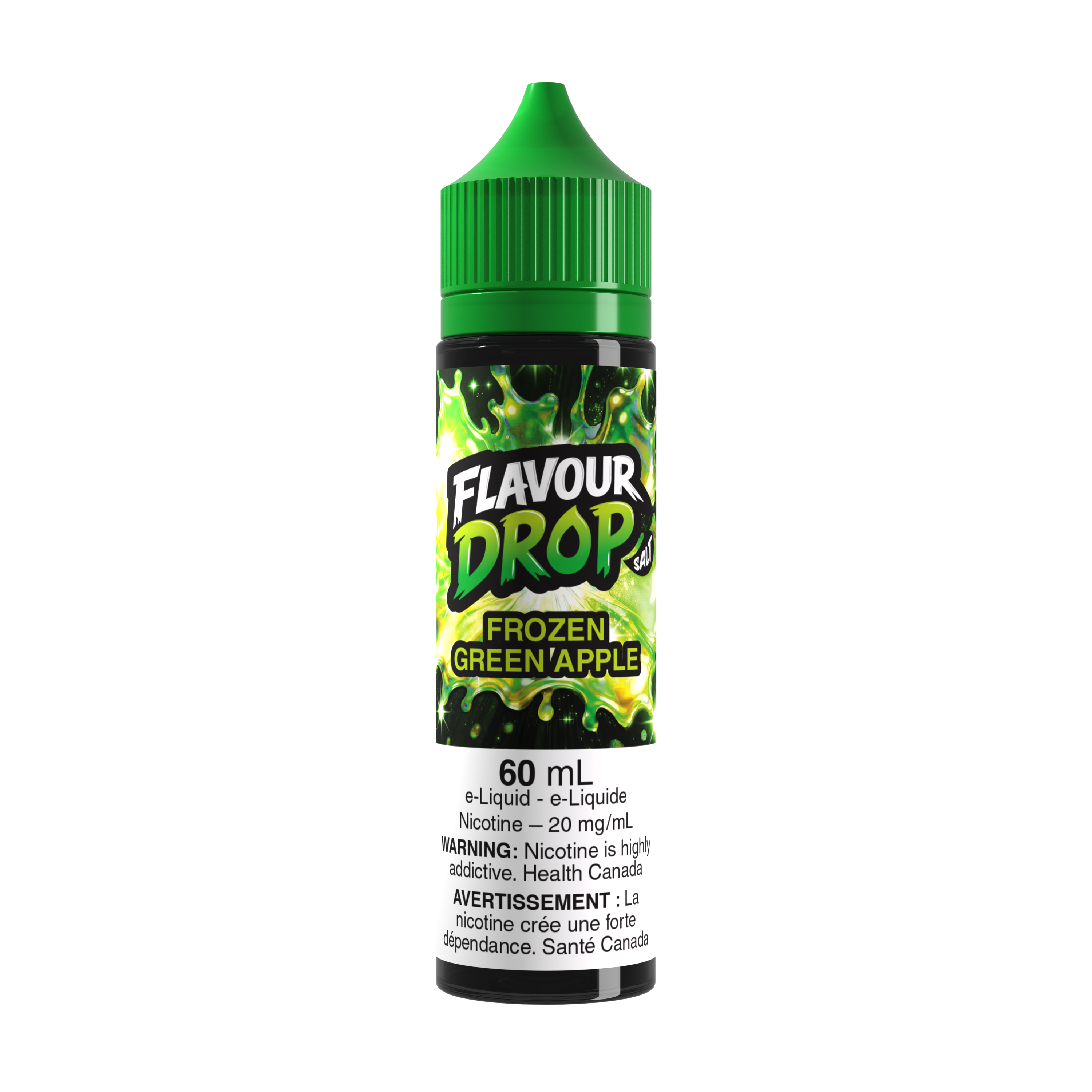 Flavour Drop Salt Frozen Green Apple 60mL salt nicotine e-liquid bottle