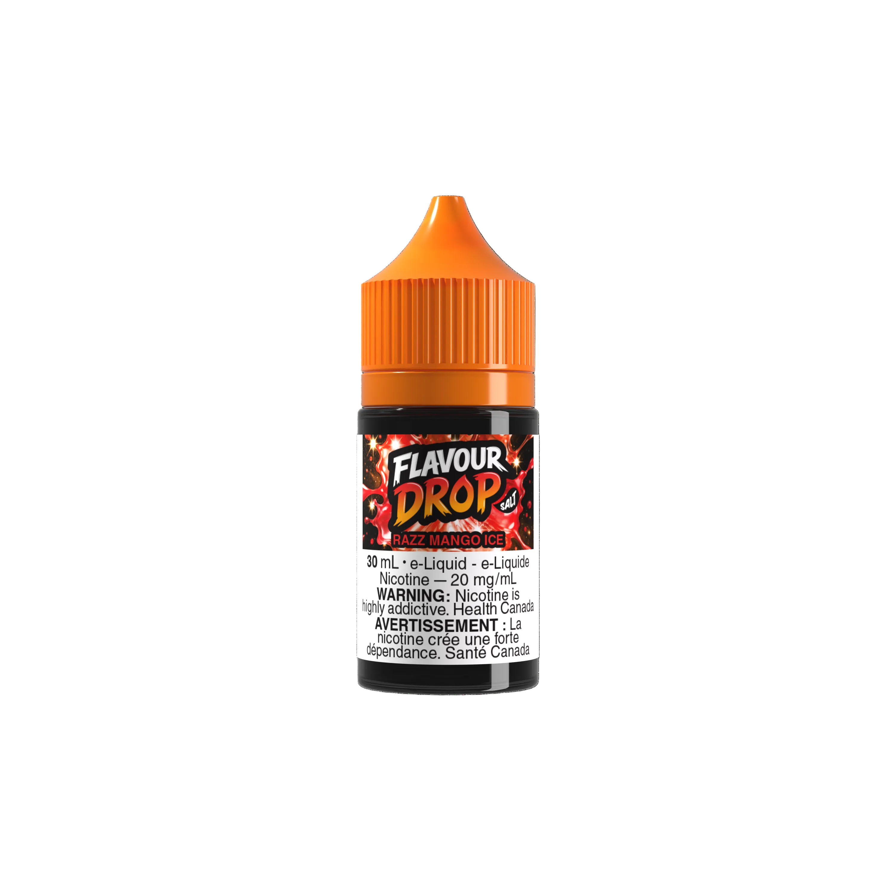 Flavour Drop Salt Razz Mango Ice 30mL salt nicotine e-liquid bottle