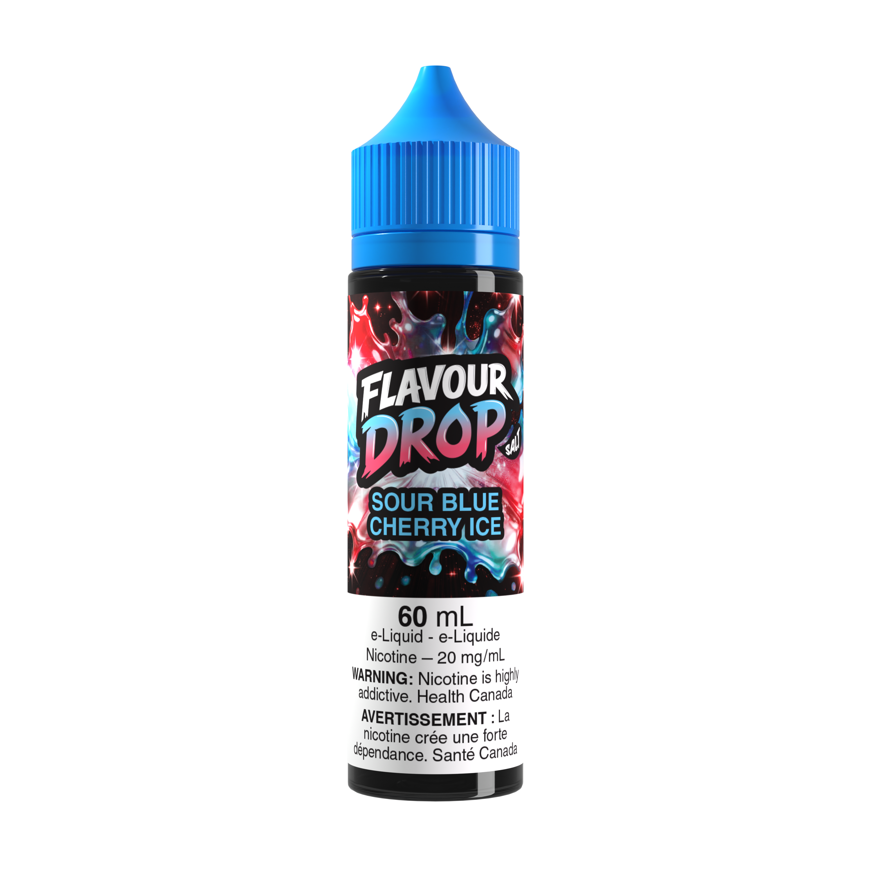 Flavour Drop Salt Sour Blue Cherry Ice 60mL salt nicotine e-liquid bottle