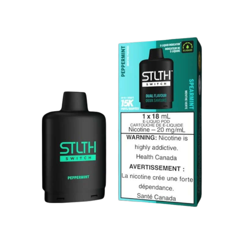 STLTH Switch Clearance, Spearmint Peppermint dual-flavour disposable vape, 20mg salt nicotine, easy switching and smooth hits, ideal for Ontario and Quebec vapers.