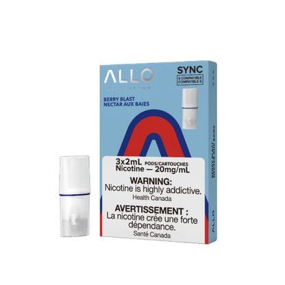 Allo Sync Pods Blackcurrant Lychee Berries flavour, 20mg nicotine strength, STLTH-compatible pre-filled vape pod, draw-activated for easy vaping, ideal for Ontario and Quebec vapers.