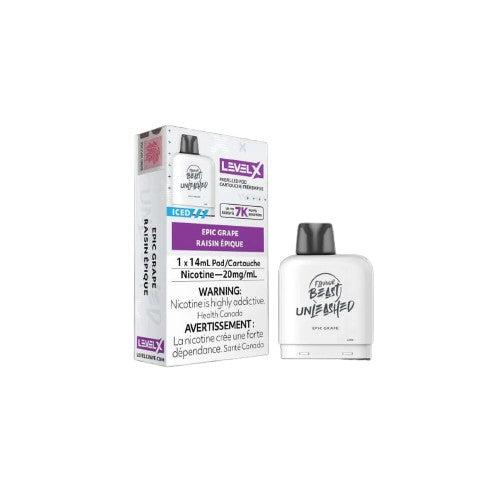 Flavour Beast Level X Unleashed 7k Pod, Epic Apple flavour, powerful 7,000 puff closed pod system with flavour switching, ideal for Ontario and Quebec vapers.