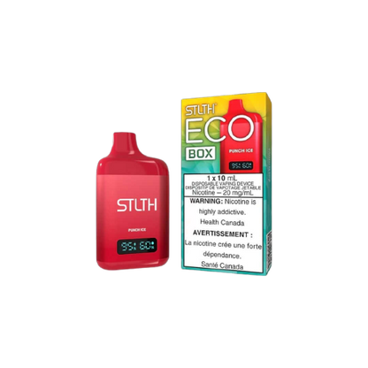STLTH ECO BOX Disposable, Punch Ice flavour, crisp and refreshing vape with reliable performance, ideal for Ontario and Quebec vapers.