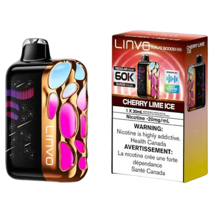 Linvo Rave 60000 PRO, Cherry Lime Ice flavour, smooth and consistent flavour delivery with immersive beat-sync LED experience, designed for vapers in Ontario and Quebec.