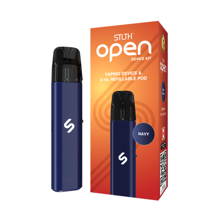 STLTH Open Device Kit in Navy with 2mL refillable pod and USB-C cable