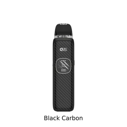 UWELL Caliburn G5 open pod kit in Black Carbon with IML frosted panel