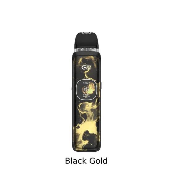 UWELL Caliburn G5 open pod kit in Black Gold with IML frosted panel