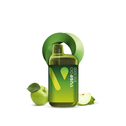 VUSE Go 5000 Apple Sour flavour disposable vape, 20 mg/mL nicotine, rechargeable device, long-lasting vaping satisfaction, designed for Ontario and Quebec vapers.