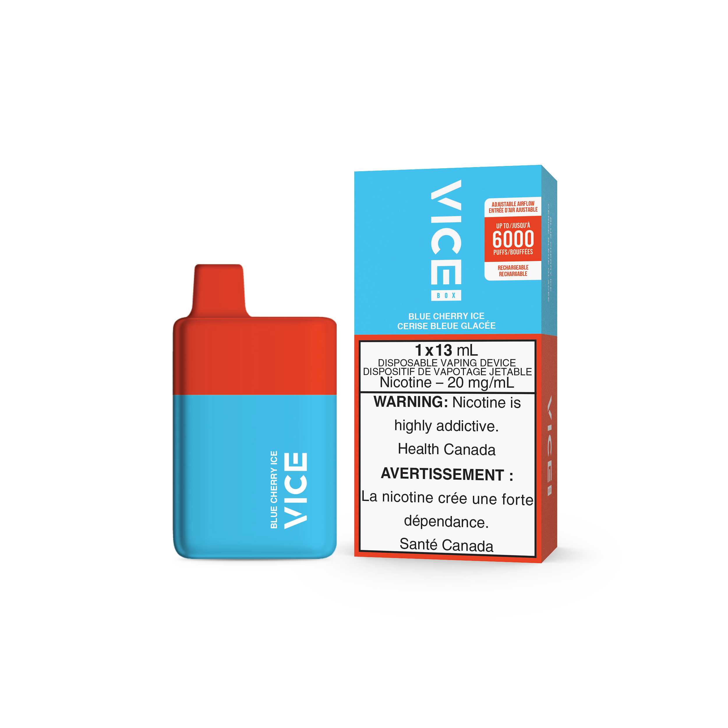 VICE Box 6000, Strawberry Kiwi Ice flavour, smooth and refreshing vape device, trusted Vice Box 6000 design, ideal for Ontario and Quebec vapers.