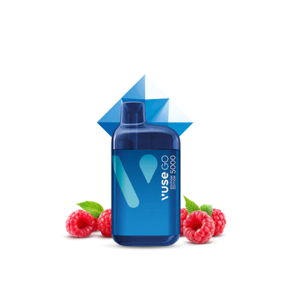 VUSE Go 5000 Blue Raspberry disposable vape with 20 mg/mL nicotine strength, rechargeable and convenient, designed for Ontario and Quebec customers.