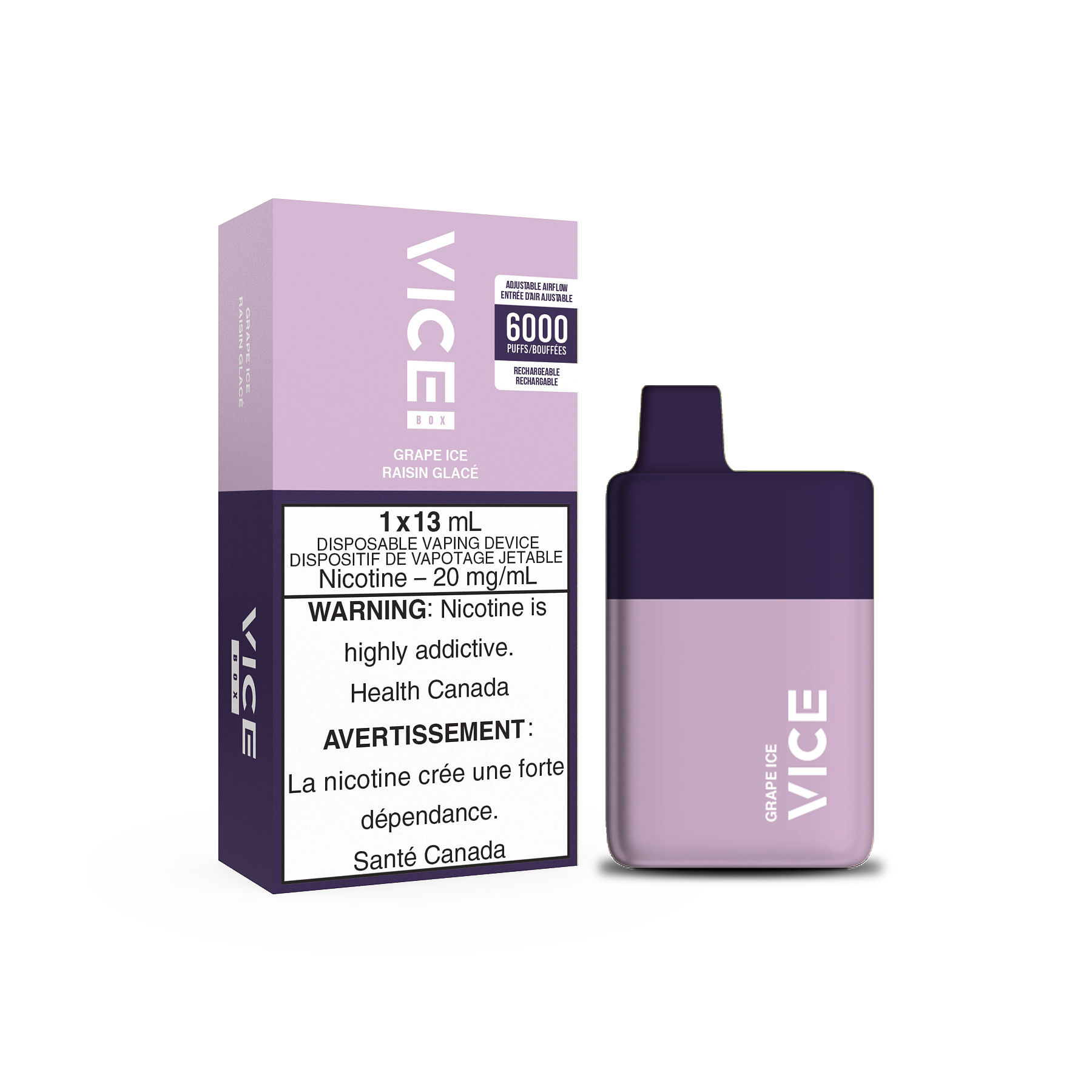 VICE Box 6000, Blue Raspberry Ice flavour, cool and refreshing vape experience with smooth taste, popular among Ontario and Quebec users.