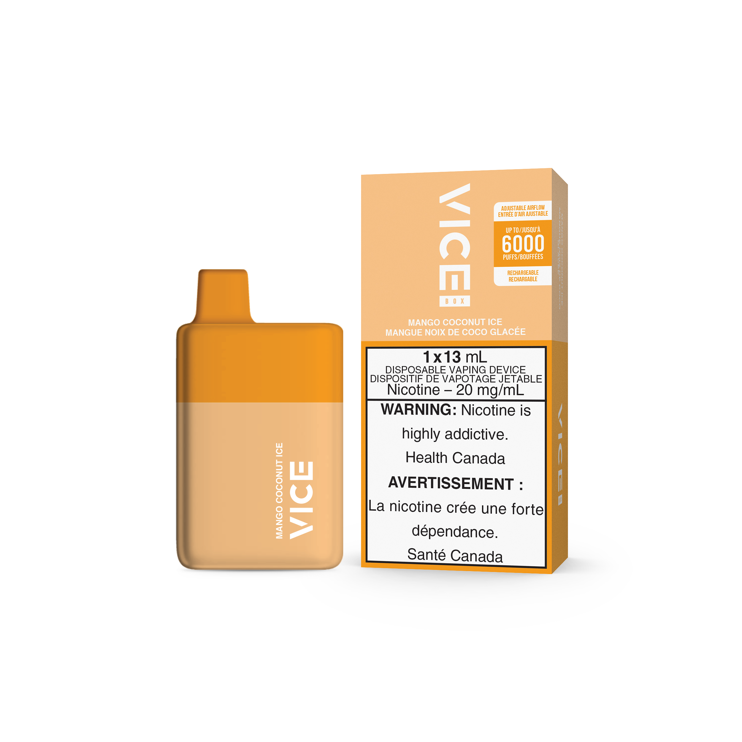 Disposable Vape Flavour: Mango Coconut Ice Get VICE box 6000 now at Supa Vapes, your go-to vape shop in Hawkesbury, Ottawa & Ontario. Shop premium vapes, pods, e-liquids, and accessories from trusted brands.