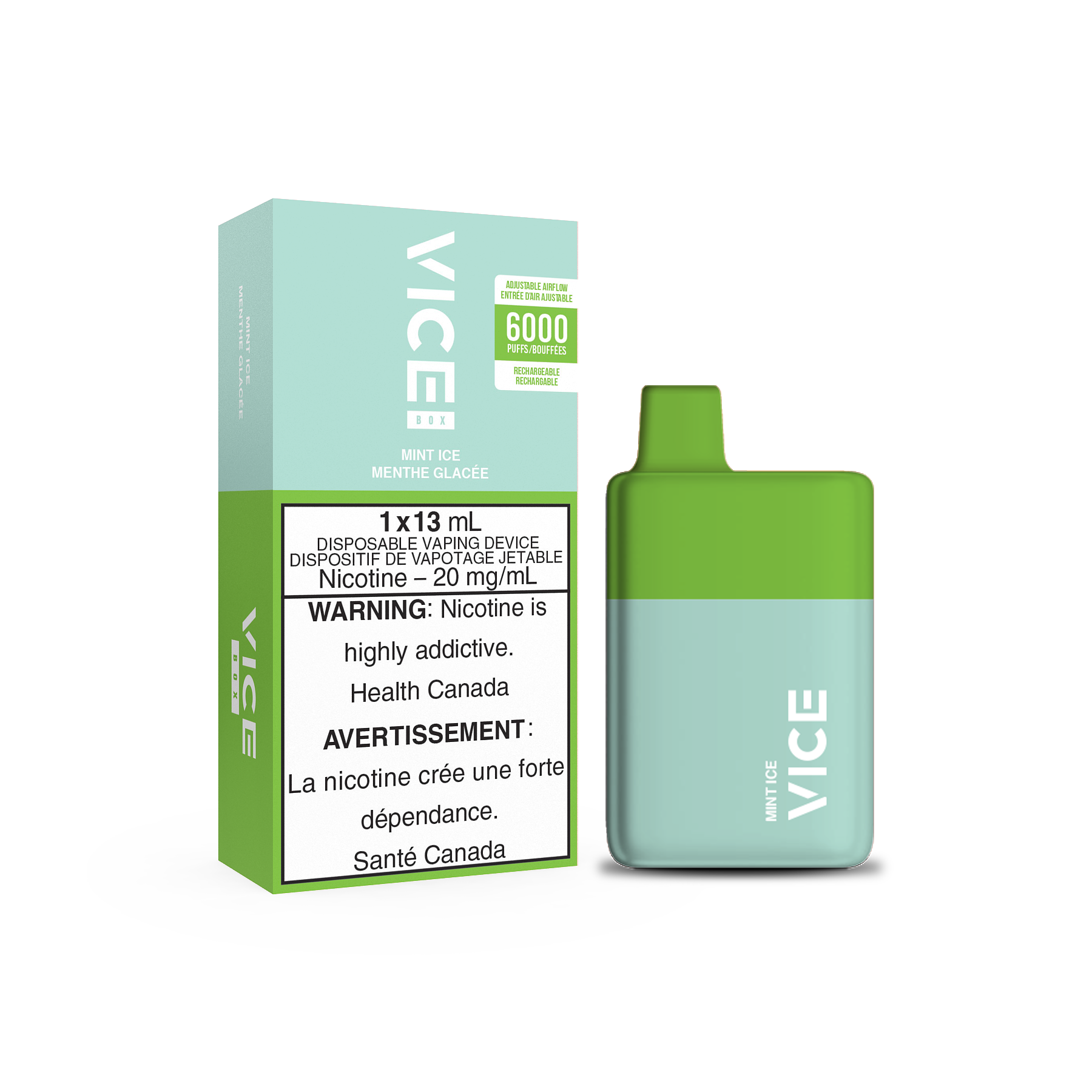 VICE Box 6000, Grape Ice flavour, smooth and classic design vape device, reliable vapor experience, ideal for Ontario and Quebec vape enthusiasts.