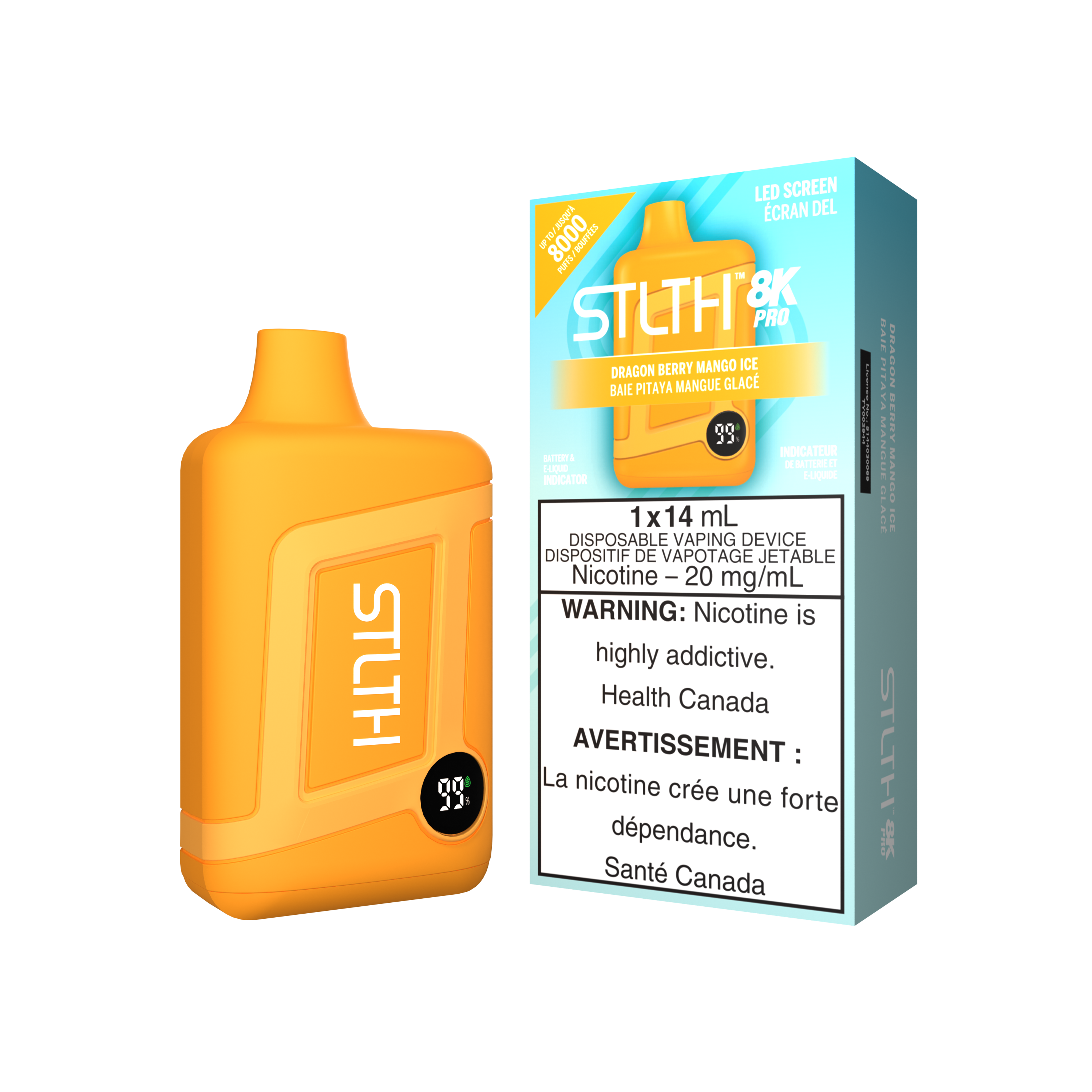 STLTH 8K PRO disposable vape, Rich Tobacco flavour, 20mg nicotine strength, long-lasting satisfaction, designed for Ontario and Quebec vapers.