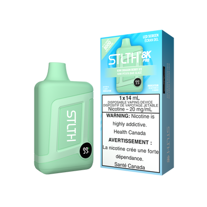 STLTH 8K PRO White Grape disposable vape, 20mg nicotine strength, extended use with LED indicator, White Grape flavour, ideal for Ontario and Quebec customers.