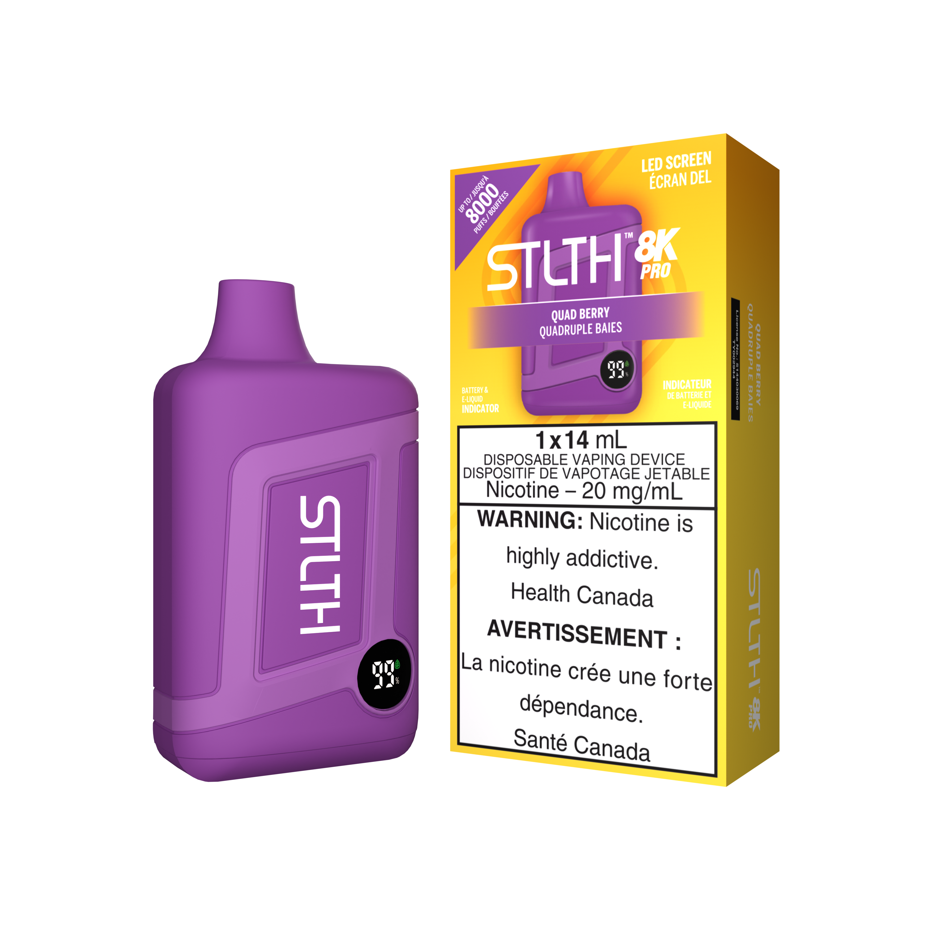 Disposable Vape STLTH 8K Pro: Quad Berry Nicotine Strength: 20mg STLTH 8K PRO | Supa Vapes - Hawkesbury, Ottawa & Ontario Vape Shop