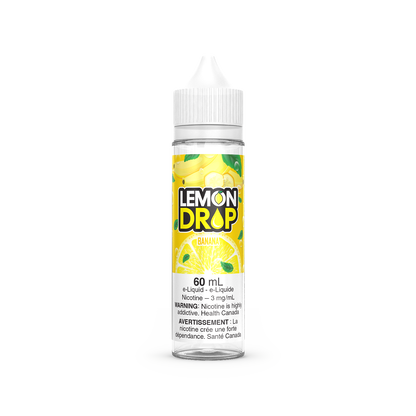 Lemon Drop vape, Banana flavour, 0mg nicotine, zesty lemon and sweet banana taste, smooth and refreshing vape, ideal for Ontario and Quebec vapers.