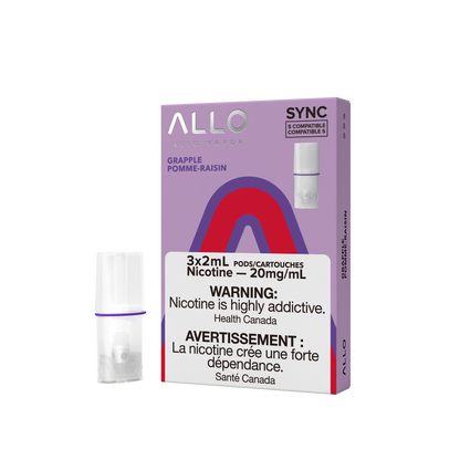 Allo Sync Pods, Blueberry Ice flavour, 20mg nicotine strength, STLTH-compatible pre-filled pod with draw activation and mesh coil for smooth vaping, ideal for Ontario and Quebec vapers.