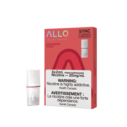 Allo Sync Pods, Lemon Lime Cranberry flavour, 20mg nicotine strength, mesh coil STLTH-compatible pod, smooth and refreshing vape for Ontario and Quebec users.