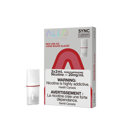 Allo Sync Pods, Pineapple Ice flavour, STLTH-compatible pre-filled pod with 20mg/mL nicotine strength and mesh coil, smooth and satisfying vaping experience for Ontario and Quebec users.