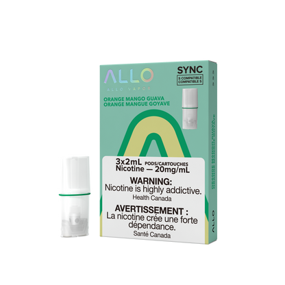 Allo Sync Pod, Strawberry Banana flavour, 20mg nicotine, STLTH-compatible with mesh coil for a smooth vape experience, designed for Ontario and Quebec vapers.