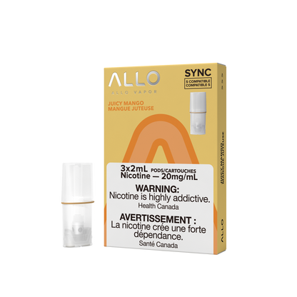 Allo Sync Pods, Classic Tobacco flavour, 20mg nicotine, STLTH-compatible mesh coil pod for smooth and rich vaping, designed for Ontario and Quebec users.