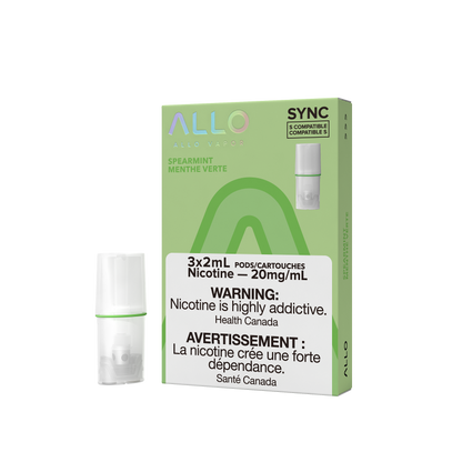 Allo Sync Pod, Juicy Mango flavour, 20mg nicotine strength, STLTH-compatible pre-filled pod offering secure and flavorful vaping experience for Ontario and Quebec vapers.