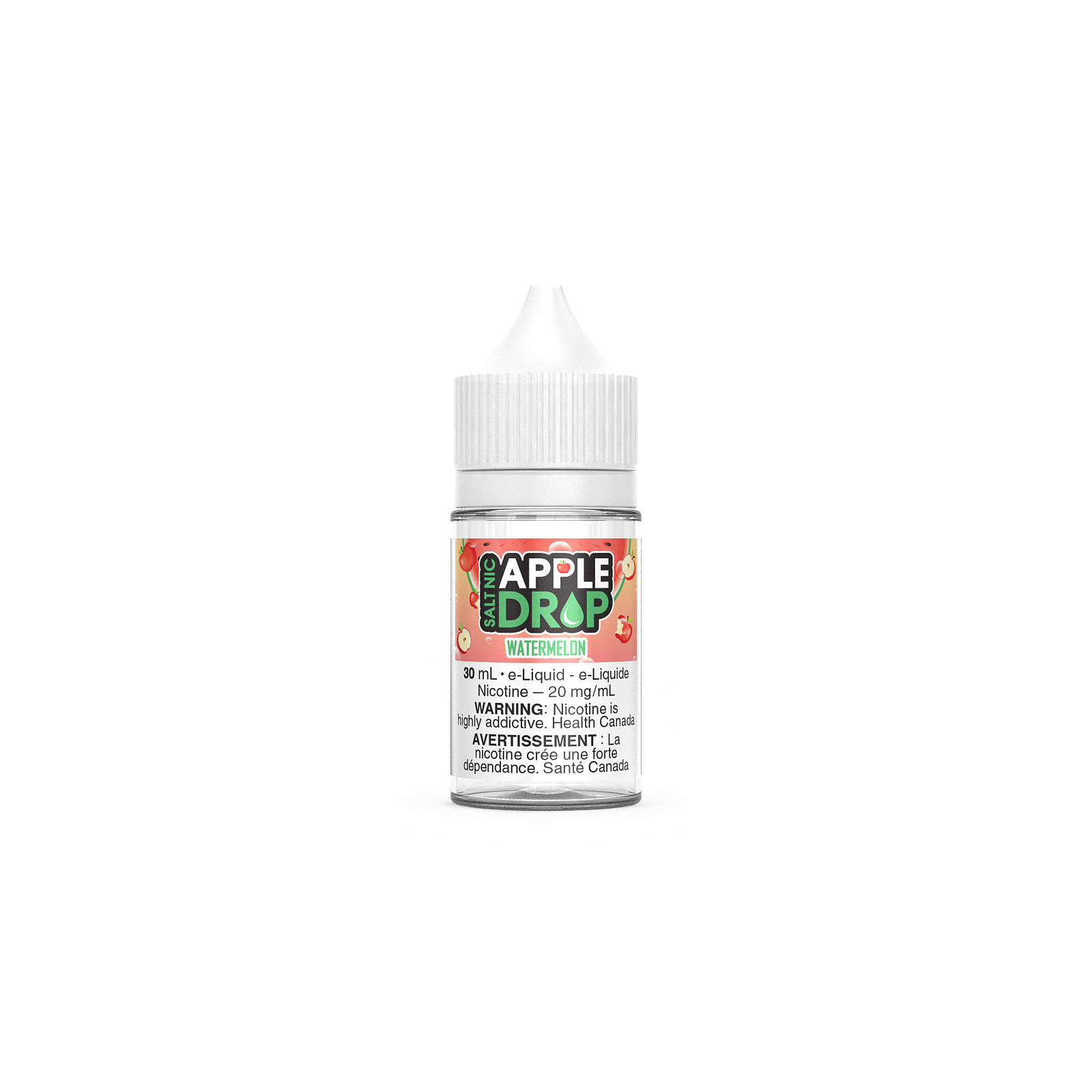 Apple Drop Salt, Peach flavour, 30mL nicotine salt e-liquid with 12mg nicotine strength, smooth and fruity, satisfying vape for Ontario and Quebec vapers.